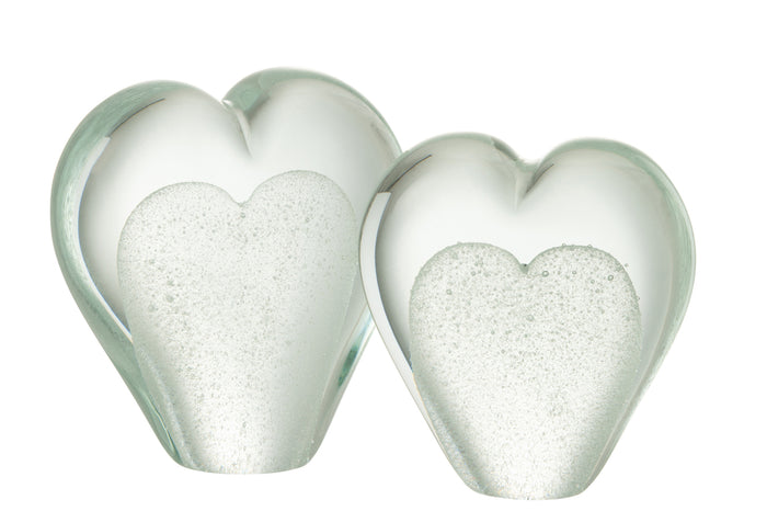 Paperweight Heart Glass White Large