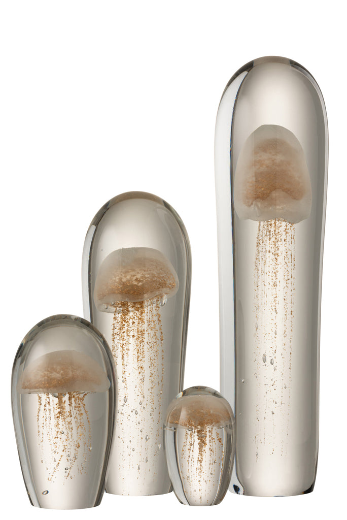 Paperweight Jellyfish Glass Golden Extralarge