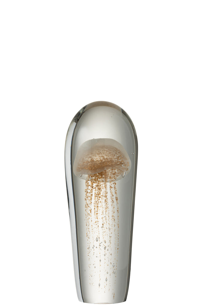 Paperweight Jellyfish Glass Golden Large