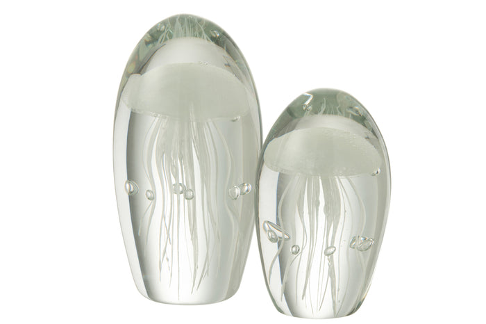 Paperweight Jellyfish Glass White Large