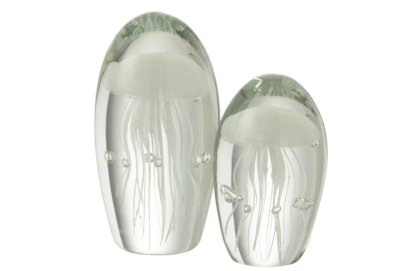 Paperweight Jellyfish Glass White Large