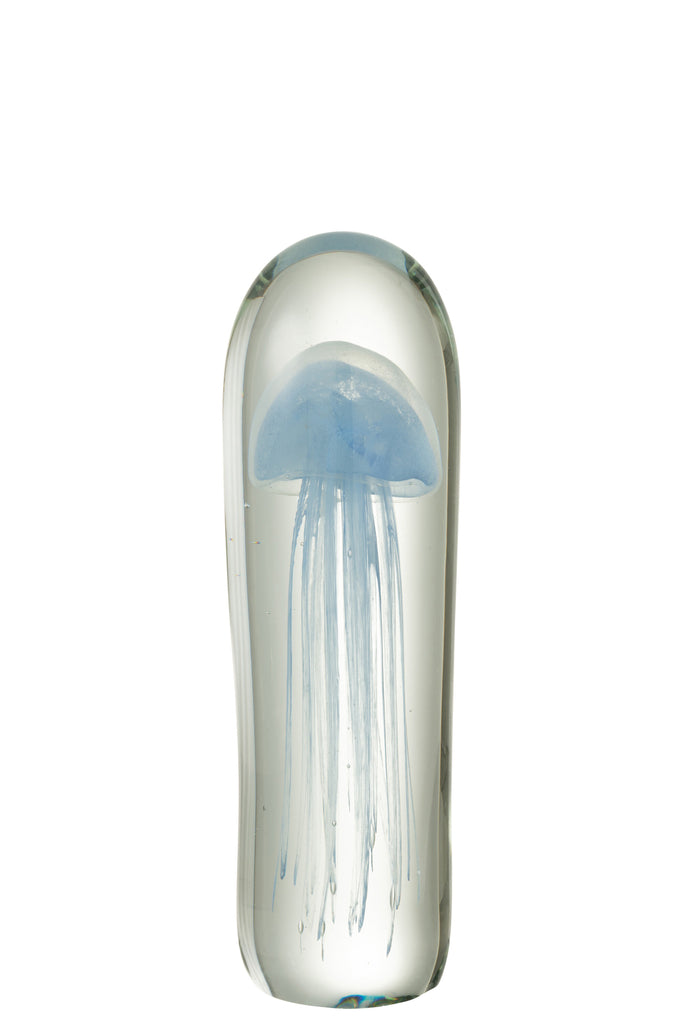Paperweight Jellyfish Glass Blue Large
