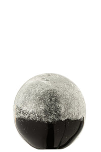 Paperweight Layers Glass Black/Silver Large