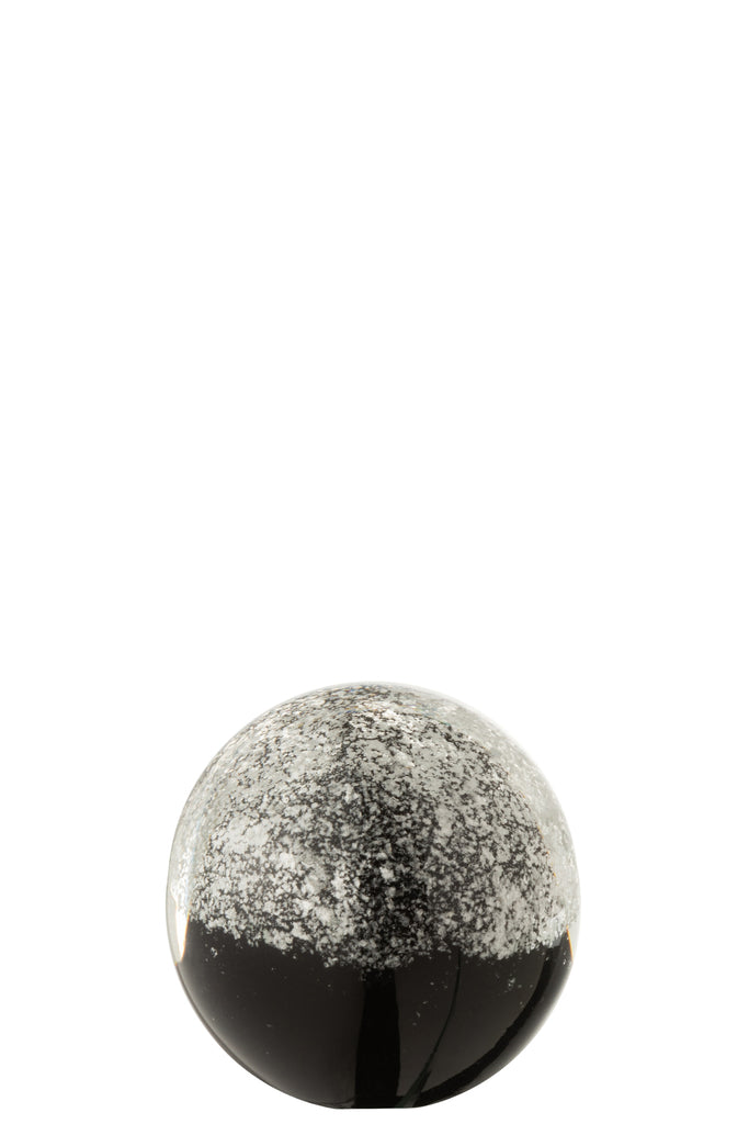 Paperweight Layers Glass Black/Silver Small
