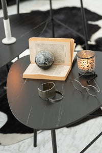 Paperweight Layers Glass Black/Silver Small