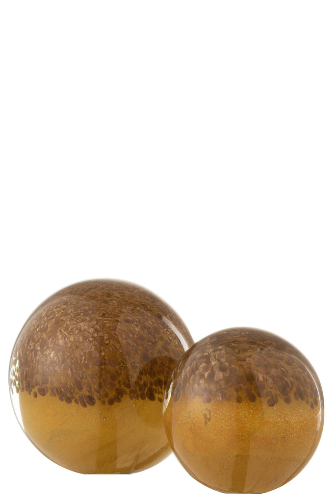 Paperweight Layers Glass Brown/Ochre Large