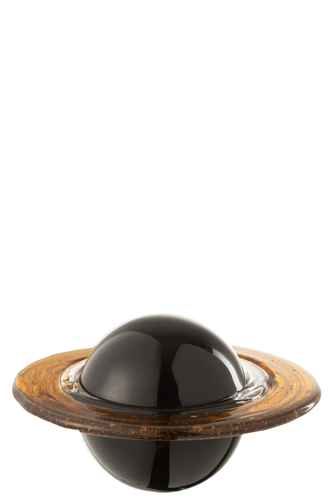 Paperweight Planet Brown/Black Glass Large