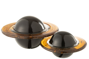Paperweight Planet Brown/Black Glass Large