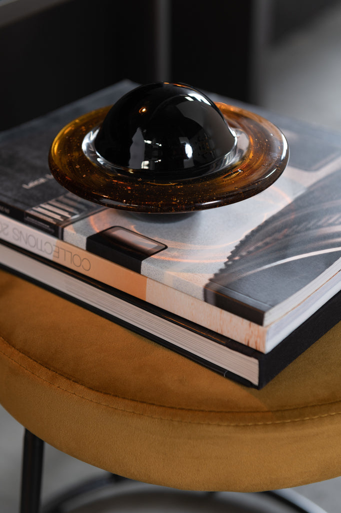 Paperweight Planet Brown/Black Glass Large