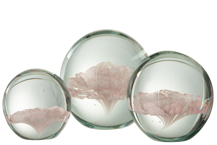 Paperweight Rose Glass Pink Large