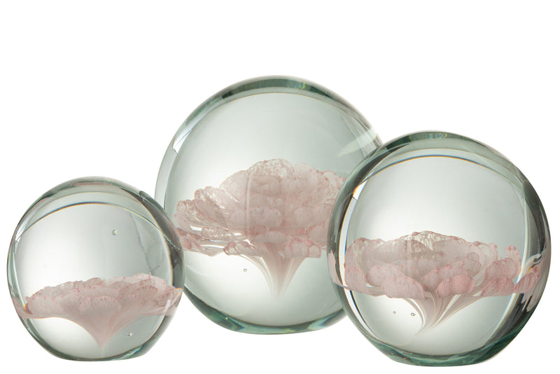 Paperweight Rose Glass Pink Large