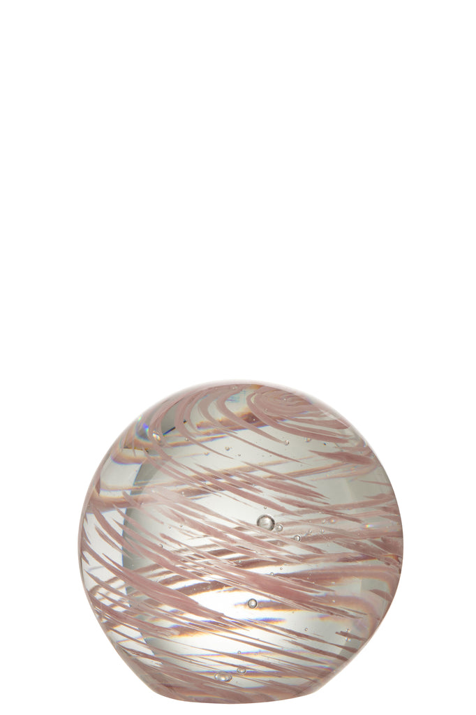 Paperweight Whirlpool Glass Pink Large