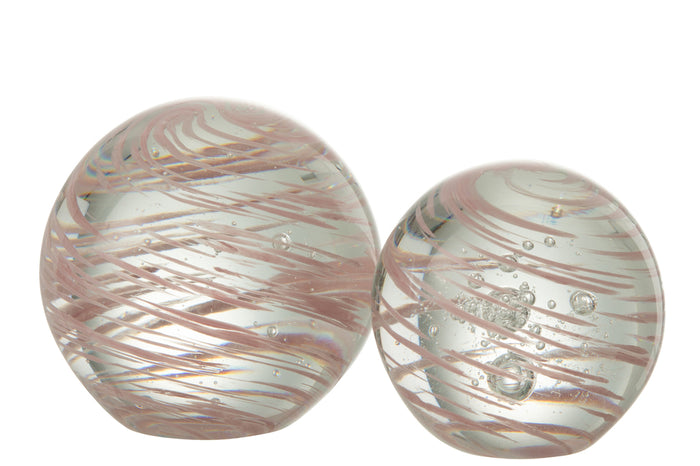 Paperweight Whirlpool Glass Pink Large