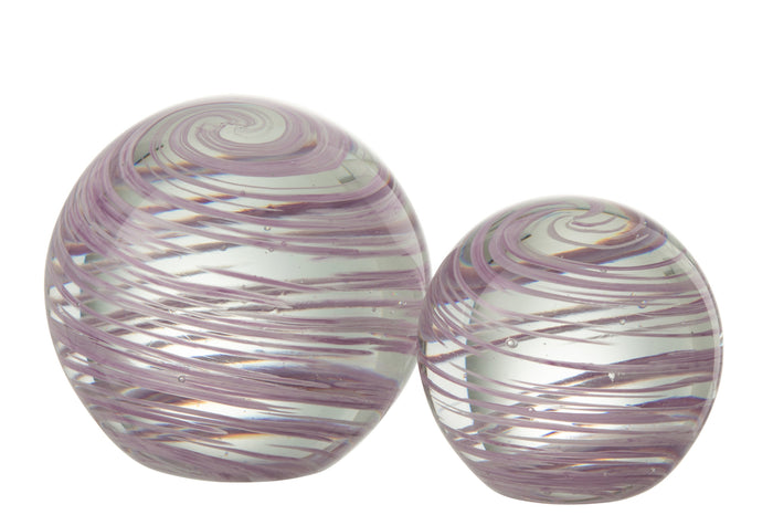 Paperweight Whirlpool Glass Purple Large