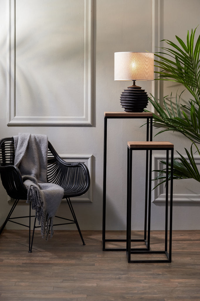 Pillar S/2 30x30x82,5+35x35x102 cm YARULA wood+black