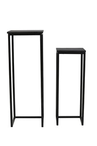Pillar S/2 30x30x83+36x36x103 cm BRYSON wood matt black