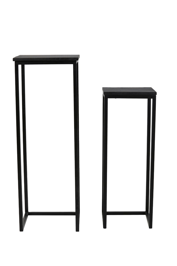 Pillar S/2 30x30x83+36x36x103 cm BRYSON wood matt black