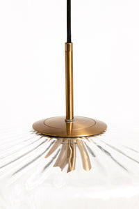 Hanging lamp 30x17 cm PLEAT glass clear+gold