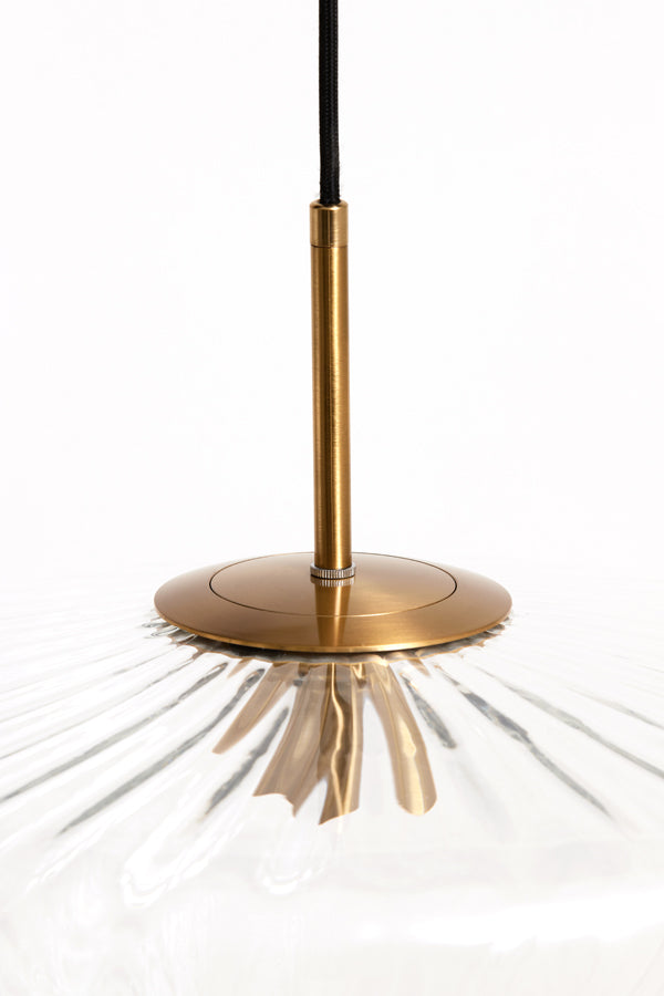 Hanging lamp 30x17 cm PLEAT glass clear+gold