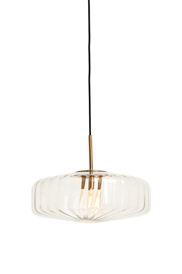 Hanging lamp 30x17 cm PLEAT glass clear+gold