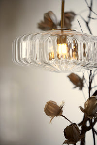 Hanging lamp 30x17 cm PLEAT glass clear+gold