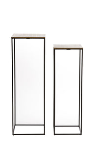 Pillar S/2 25x25x80+30x30x90,5 cm QUIN antique bronze+black