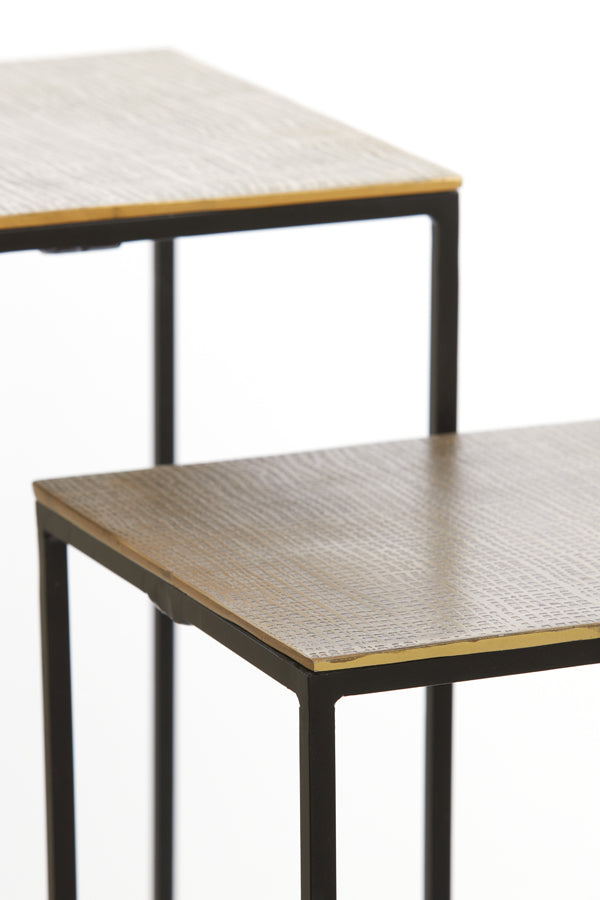 Pillar S/2 25x25x80+30x30x90,5 cm QUIN antique bronze+black