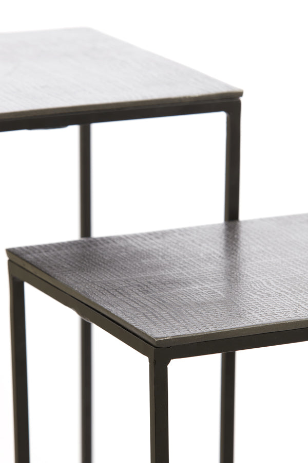 Pillar S/2 25x25x80+30x30x90,5 cm QUIN black nickel+black