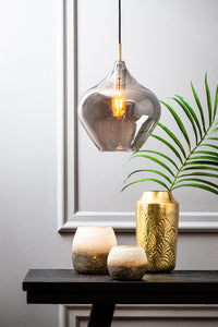 Hanging lamp 27x29,5 cm RAKEL antique bronze+smoked