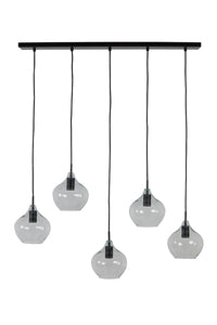 Hanging lamp 5L 104x20x120 cm RAKEL matt black+clear