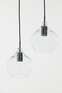 Hanging lamp 5L 104x20x120 cm RAKEL matt black+clear