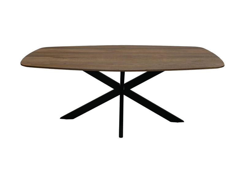 Rechthoekige eettafel - 200x100x76 - Naturel/zwart - Mangohout/metaal
