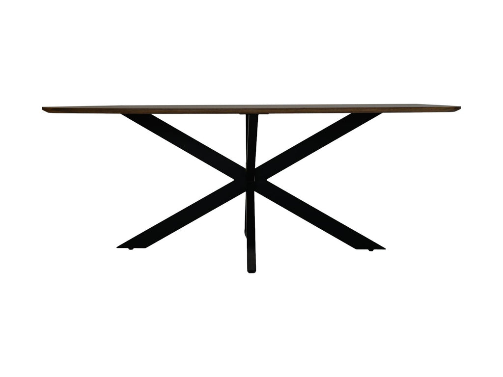 Rechthoekige eettafel - 200x100x76 - Naturel/zwart - Mangohout/metaal