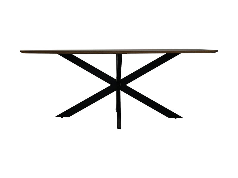 Rechthoekige eettafel - 200x100x76 - Naturel/zwart - Mangohout/metaal