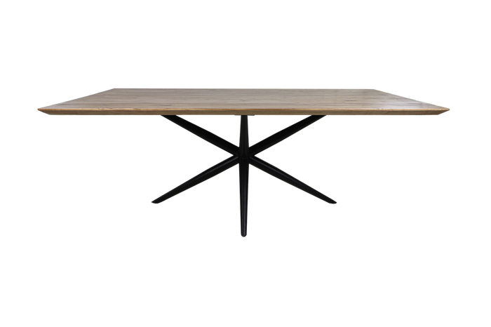 Rechthoekige tafel Zurich - 220x100x76 - Naturel/zwart - Acaciahout/metaal