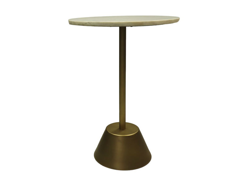 Ronde bijzettafel - ø40x55 - Wit/goud - Marmer/metaal