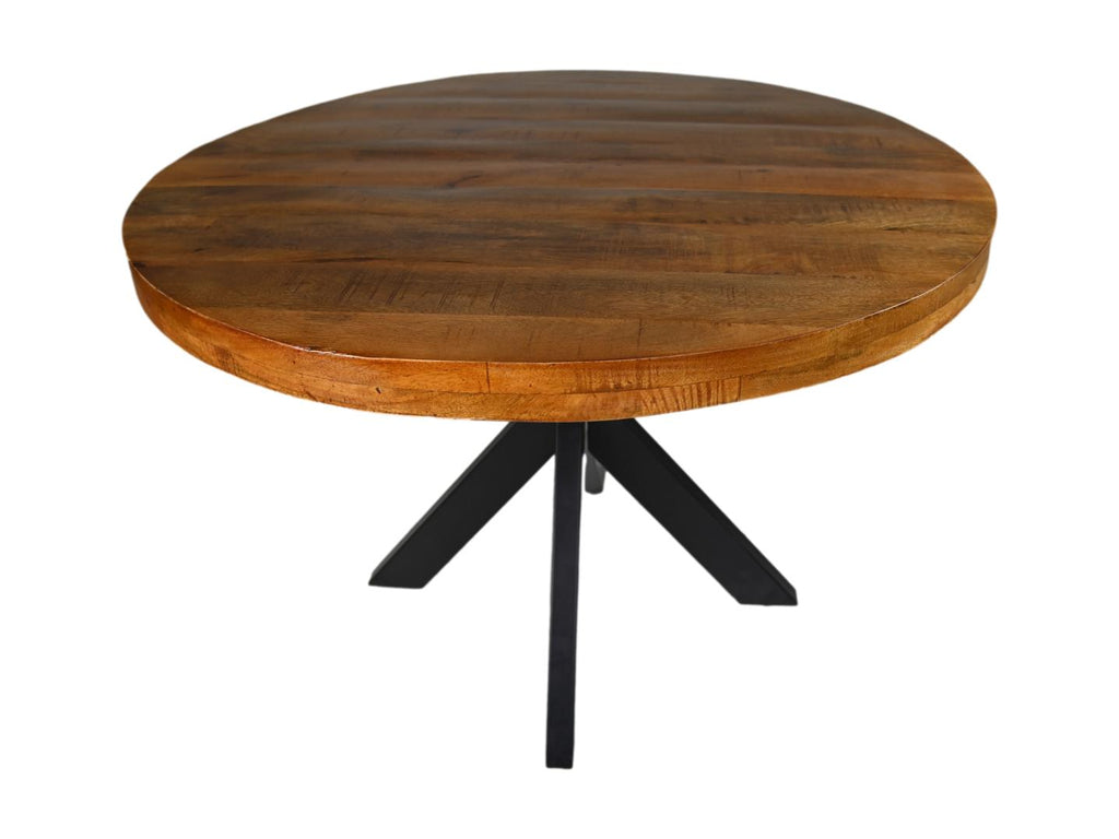 Ronde eettafel Melbourne - ø110x76 - Naturel/zwart - Mangohout/metaal