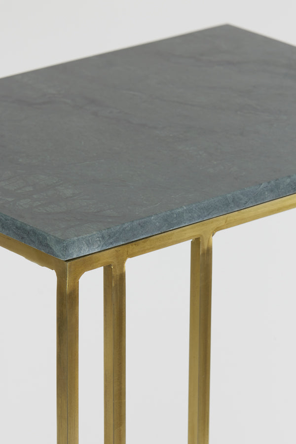 Side table 41x31x66 cm ROSHAN green marble+antique bronze