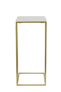 Side table 41x31x66 cm ROSHAN white marble+antique bronze