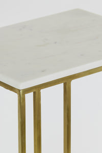 Side table 41x31x66 cm ROSHAN white marble+antique bronze