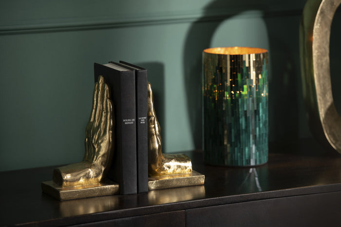 S/2 Bookend Hands Poly Gold