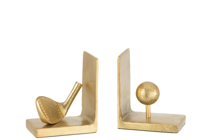 Set Of Twee Bookend Wave Aluminium Gold