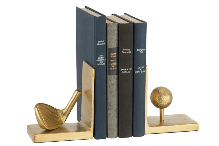 Set Of Twee Bookend Wave Aluminium Gold