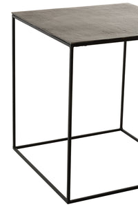 Set 2 Side Tables Square Oxidize Aluminium/Iron Antique Black