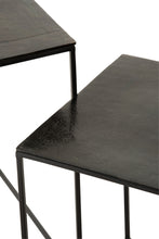 Afbeelding in Gallery-weergave laden, Set 2 Side Tables Square Oxidize Aluminium/Iron Antique Black
