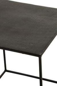 Set 2 Side Tables Square Oxidize Aluminium/Iron Antique Black