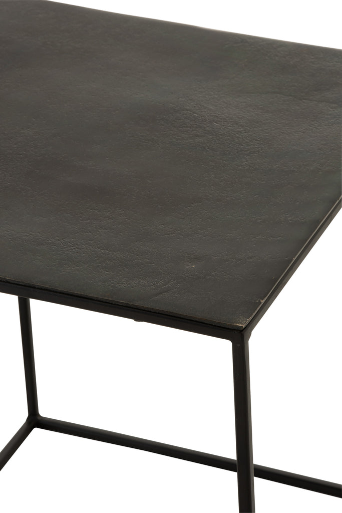 Set 2 Side Tables Square Oxidize Aluminium/Iron Antique Black