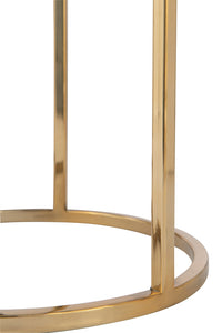 Set Of Two Sidetables Petri Stone/Metal Brown/Silver