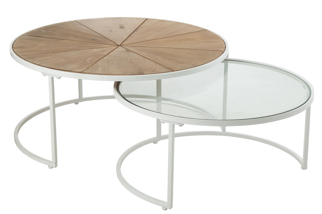 Set Of 2 Sidetables Relax Metal/Wood White/Natural