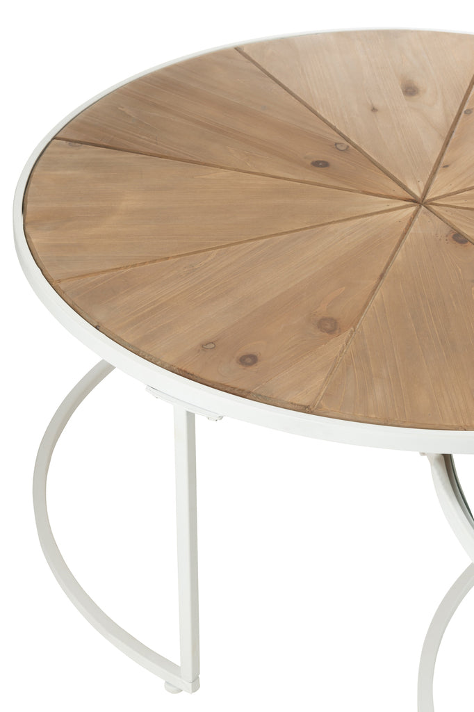 Set Of 2 Sidetables Relax Metal/Wood White/Natural